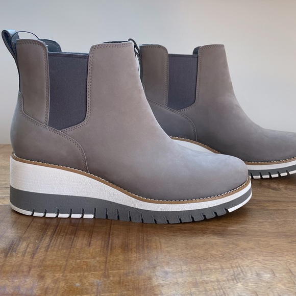 Cole Haan ZERØGRAND City Wedge Suede Chelsea Boot Charcoal Gray - Picture 6 of 9